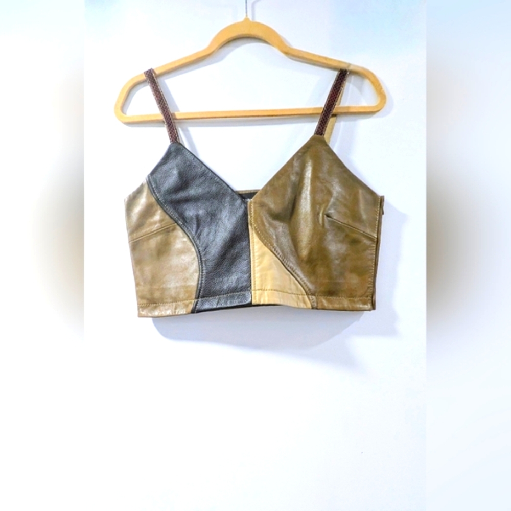 ahluwalia X Ganni Brown Patchwork Leather Top